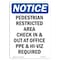 Signmission OSHA Notice Sign, 10" H, 7" W, Rigid Plastic, Pedestrian Restricted Area Check Sign, Portrait OS-NS-P-710-V-17160 - alternate 1